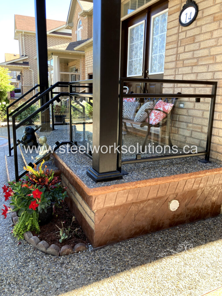 Porch Glass Railings In A Residential Property in Brampton ON